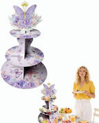 3 Tier Butterfly Cupcake Stand, Suitable for Butterfly Themes - Easy to Assemble& Reusable(5Butterfly) in