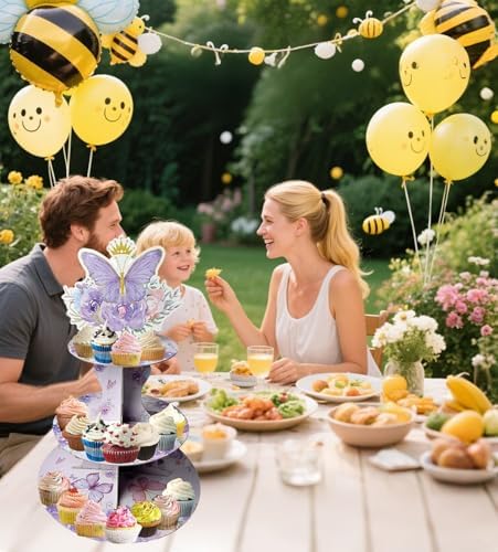 3 Tier Butterfly Cupcake Stand, Suitable for Butterfly Themes - Easy to Assemble& Reusable(5Butterfly) in, alternate view 6