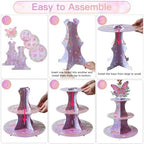 3-Tier Butterfly Round Cupcake Stand, Floral Theme Cardboard Cupcake Tower, Dessert Cup Cake Stand Tower for, alternate view