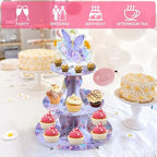 3-Tier Butterfly Round Cupcake Stand, Floral Theme Cardboard Cupcake Tower, Dessert Cup Cake Stand Tower for, alternate view