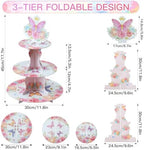 3-Tier Butterfly Round Cupcake Stand, Floral Theme Cardboard Cupcake Tower, Dessert Cup Cake Stand Tower for, alternate view