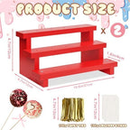 3 Tier Cake Pop Stand, 2 Pack Red 17 Hole Wood Lollipop Display Rack in Red-2P-17 Hole, alternate view 3