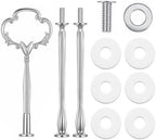 3 Tier Cake Stand Hardware Kit, Heavy Metal Tiered Tray Fittings in Silver