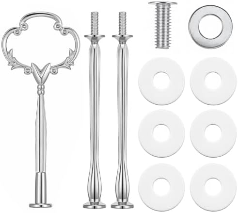 3 Tier Cake Stand Hardware Kit, Heavy Metal Tiered Tray Fittings in Silver