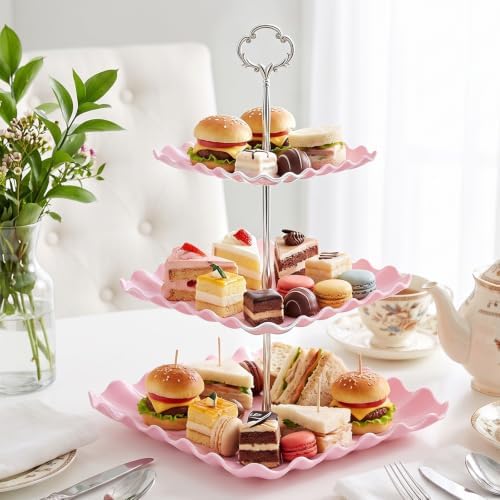 3 Tier Cake Stand Hardware Kit, Heavy Metal Tiered Tray Fittings in Silver, alternate view 2