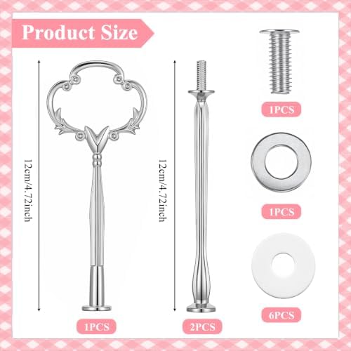 3 Tier Cake Stand Hardware Kit, Heavy Metal Tiered Tray Fittings in Silver, alternate view 3
