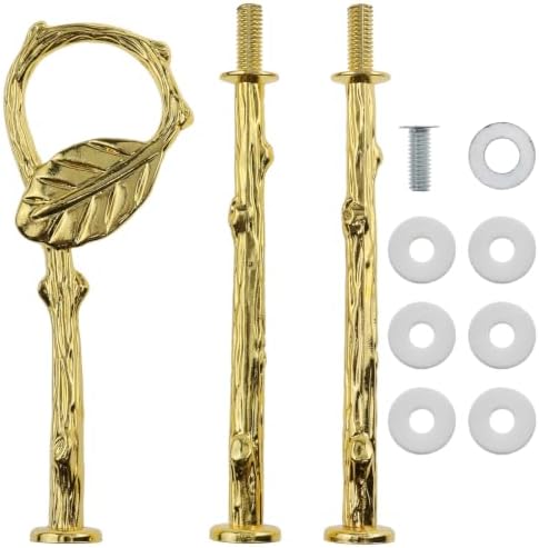 3 Tier Cake Stand Hardware Kit Leaf Gold with Screws and Washers in Gold