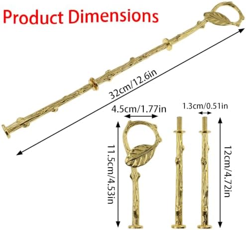 3 Tier Cake Stand Hardware Kit Leaf Gold with Screws and Washers in Gold, alternate view 3