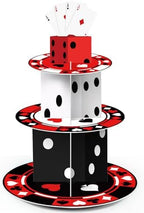 3 Tier Casino Birthday Party Decorations Casino Cupcake Stand in red, black, white