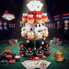 3 Tier Casino Birthday Party Decorations Casino Cupcake Stand in red, black, white, alternate view 2