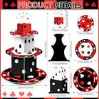 3 Tier Casino Birthday Party Decorations Casino Cupcake Stand in red, black, white, alternate view 3