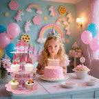3 Tier Castle Stand, Cupcake Stand Cardboard - Easy to Assemble& Reusable(Pink Castle) in Pink Castle, alternate view 7