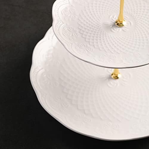 3 Tier Ceramic Cake Stand Wedding, Dessert Cupcake Stand for Tea Party Serving Platter(Rose White) in Rose White, alternate