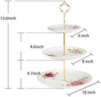 3 Tier Ceramic Cake Stand Wedding, Dessert Cupcake Stand for Tea Party Serving Platter (Rose Flower) in Rose, alternate view