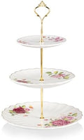 3 Tier Ceramic Cake Stand Wedding, Dessert Cupcake Stand for Tea Party Serving Platter (Fresh Flower) in Fresh