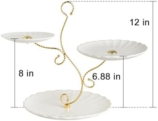 3 Tier Ceramic Cake Stand Wedding, Dessert Cupcake Stand for Tea Party Serving Platter (Bright White) in Bright, alternate