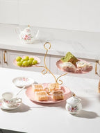 3 Tier Ceramic Cake Stand Wedding, Dessert Cupcake Stand for Tea Party Serving Platter (Milk Pink) in Milk Pink, alternate