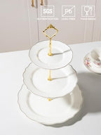 3 Tier Ceramic Cake Stand Wedding, Dessert Cupcake Stand for Tea Party Serving Platter(White) in Pure White, alternate view 4