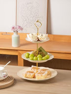 3 Tier Ceramic Cake Stand Wedding, Dessert Cupcake Stand for Tea Party Serving Platter(Rose) in Rose, alternate view 5