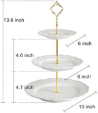 3 Tier Ceramic Cake Stand Wedding, Dessert Cupcake Stand for Tea Party Serving Platter(Flower Style) in Flower, alternate