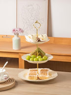 3 Tier Ceramic Cake Stand Wedding, Dessert Cupcake Stand for Tea Party Serving Platter(Flower Style) in Flower, alternate