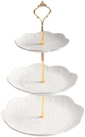 3 Tier Ceramic Combination Cupcake Stand Holder, Cupcake Stand Tower with Tiered Serving Tray for, Donuts