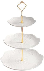 3 Tier Ceramic Combination Cupcake Stand Holder, Cupcake Stand Tower with Tiered Serving Tray for, Donuts