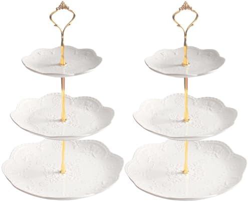 3 Tier Ceramic Combination Cupcake Stand Holder, Cupcake Stand Tower with Tiered Serving Tray for, Donuts