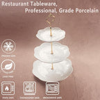 3 Tier Ceramic Combination Cupcake Stand Holder, Cupcake Stand Tower with Tiered Serving Tray for, Donuts, alternate view 5
