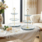 3 Tier Ceramic Combination Cupcake Stand Holder, Cupcake Stand Tower with Tiered Serving Tray for, Donuts, alternate view 2