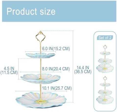 3 Tier Ceramic Combination Cupcake Stand Holder, Cupcake Stand Tower with Tiered Serving Tray for, Donuts, alternate view 3