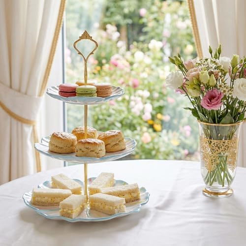 3 Tier Ceramic Combination Cupcake Stand Holder, Cupcake Stand Tower with Tiered Serving Tray for, Donuts, alternate view 5