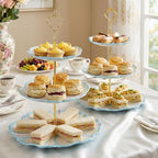 3 Tier Ceramic Combination Cupcake Stand Holder, Cupcake Stand Tower with Tiered Serving Tray for, Donuts, alternate view 6