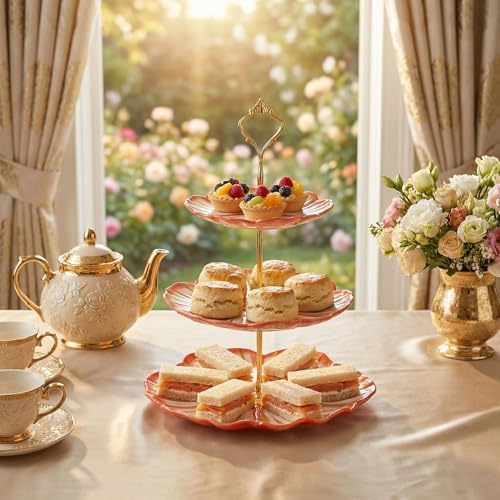 3 Tier Ceramic Combination Cupcake Stand Holder, Cupcake Stand Tower with Tiered Serving Tray for, Donuts, alternate view 5
