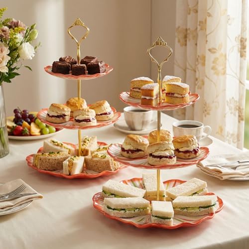 3 Tier Ceramic Combination Cupcake Stand Holder, Cupcake Stand Tower with Tiered Serving Tray for, Donuts, alternate view 6