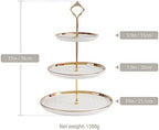 3-Tier Ceramic Cupcake Stand with Gold Trim - Elegant Dessert Serving Platter for Cakes, Pastries, Snacks &, alternate view 3