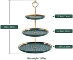 3-Tier Ceramic Cupcake Stand with Gold Trim - Elegant Dessert Serving Platter for Cakes, Pastries, Snacks &, alternate view 3