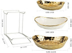 3 Tier Ceramic Fruit Basket for Kitchen Counter with Metal Stand, Fruit Bowls with Rack, Porcelain Bowls for, alternate view