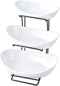 3 Tier Ceramic Fruit Basket for Kitchen Counter with Metal Stand, Fruit Bowls with Rack, Porcelain Bowls for