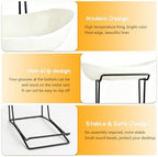 3 Tier Ceramic Fruit Basket for Kitchen Counter with Metal Stand, Fruit Bowls with Rack, Porcelain Bowls for, alternate view