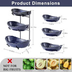 3 Tier Ceramic Fruit Bowl for Kitchen Counter in 3 tier in 3 tier-Black&Dark blue, alternate view 3