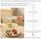 3 Tier Ceramic Vintage Cake Stand with Beautiful Classic Rose Pattern, Food Rack for Displaying Cake Platter, alternate view