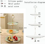 3 Tier Ceramic Vintage Cake Stand with Beautiful Classic Rose Pattern, Food Rack for Displaying Cake Platter, alternate view