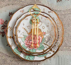3 Tier Ceramic Vintage Cake Stand with Beautiful Classic Rose Pattern, Food Rack for Displaying Cake Platter, alternate view