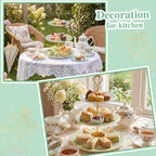 3 Tier Christmas Cupcake Stand Green Ceramic with Gold Frame in Green, alternate view 4
