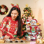 3 Tier Christmas Santa Cupcake Stand, Dessert Holder for Holiday Party in Christmas Santa, alternate view 6