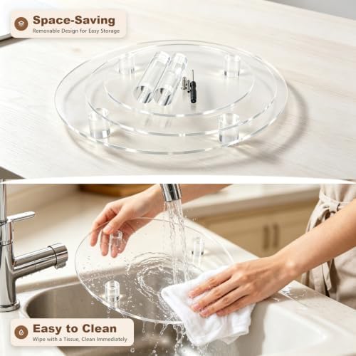 3 Tier Clear Acrylic Cupcake Stand, Wide Round Dessert Display in Clear, alternate view 5