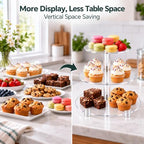 3 Tier Clear Acrylic Cupcake Stand, Wide Round Dessert Display in Clear, alternate view 7