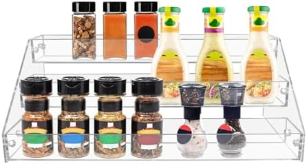 3-Tier Clear Acrylic Spice Rack Organizer for Cabinet Countertop in Clear