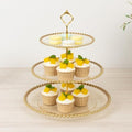 3-Tier Clear Gold Glitter Cupcake Stand Beaded Rim Dessert Display Tower for Bridal Shower & Birthday Parties